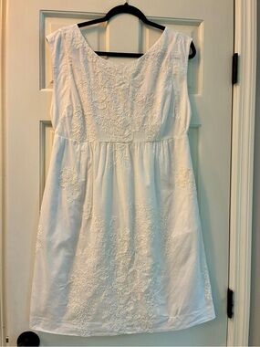 J. Crew Dresses Elegant White Embroidered Cotton Summer Dress | Size: 10